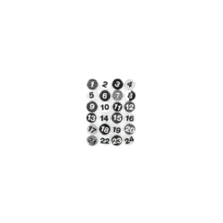 Badges pour calendrier de l'avent Noir & Blanc 25 mm
