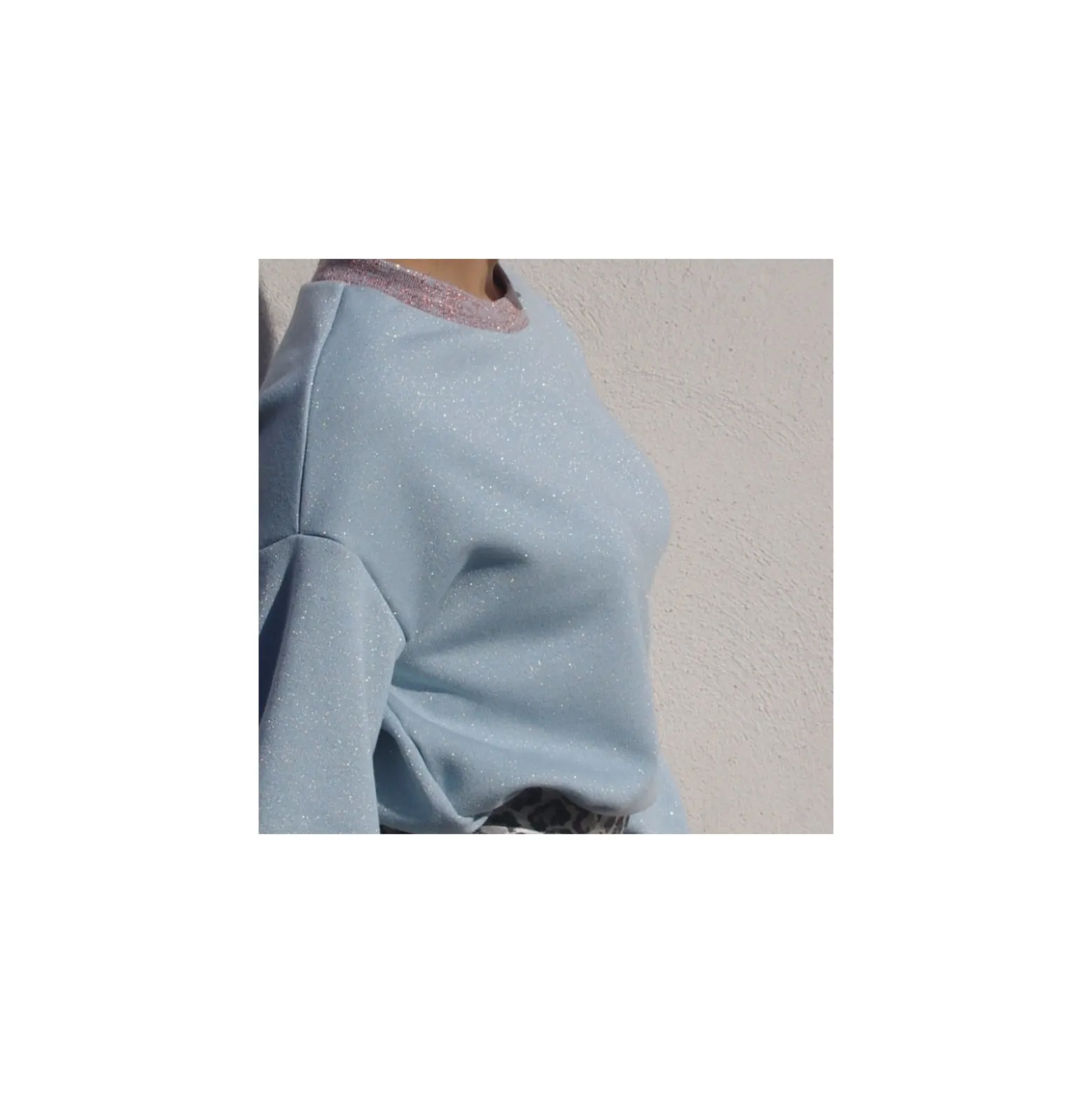 Bande fil lurex bord-côte kaki - lurex argent (1m)