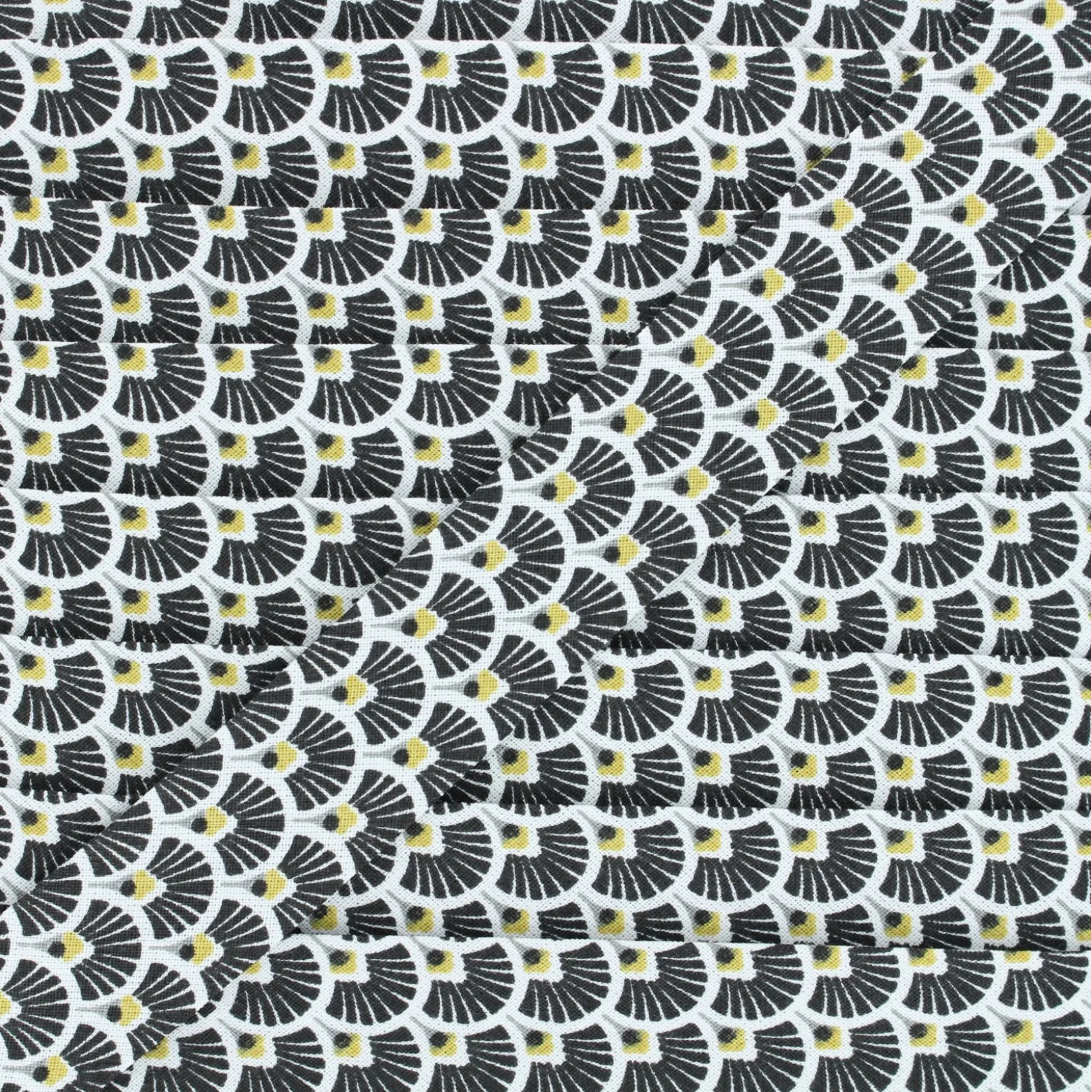 Biais coton Eventails dorés 27 mm - noir