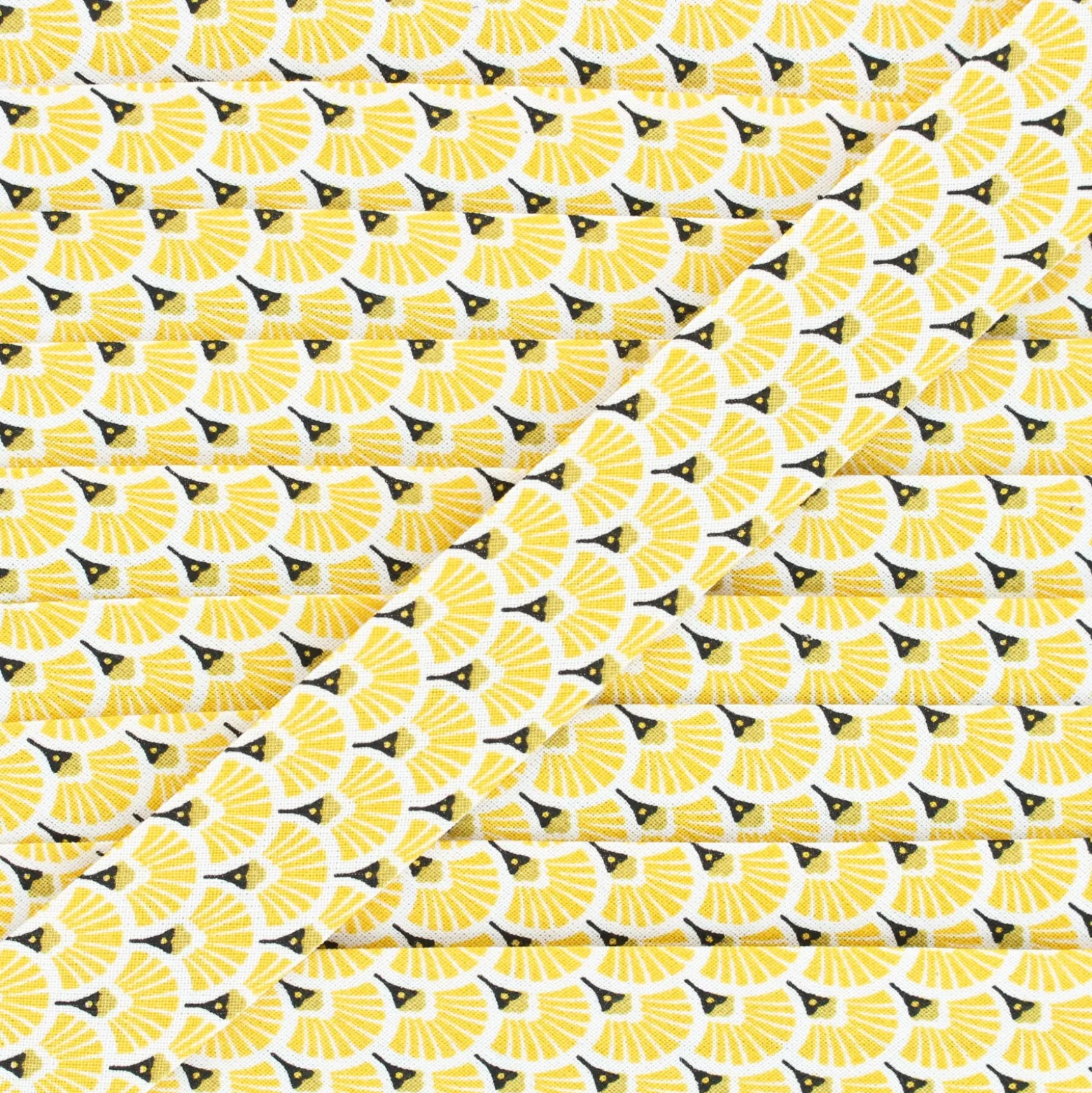 Biais coton Eventails dorés 27 mm - jaune