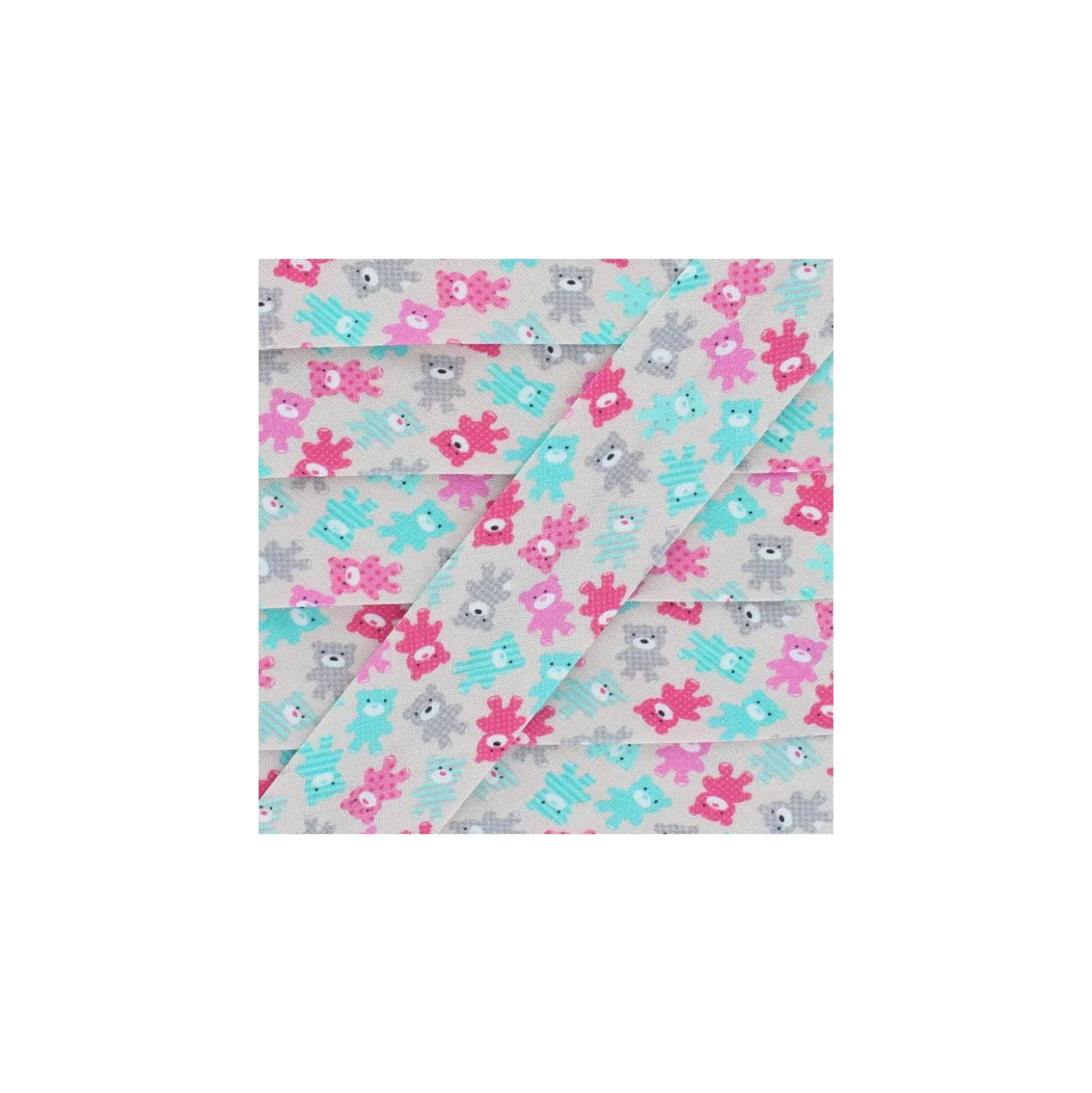 Biais Coton Fantaisie Nounours - Rose