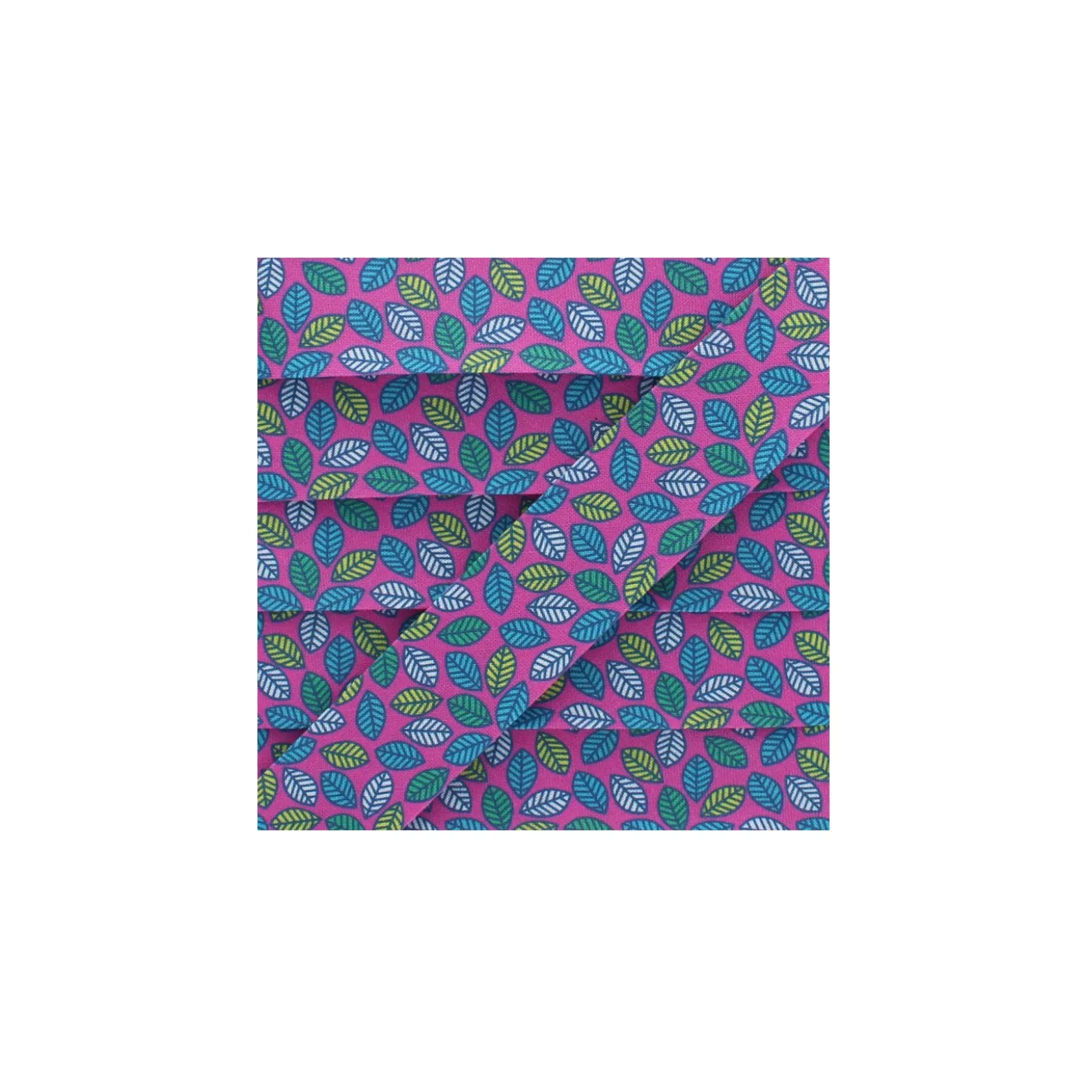 Biais Coton Feuille d'Automne 25 mm - Fuchsia