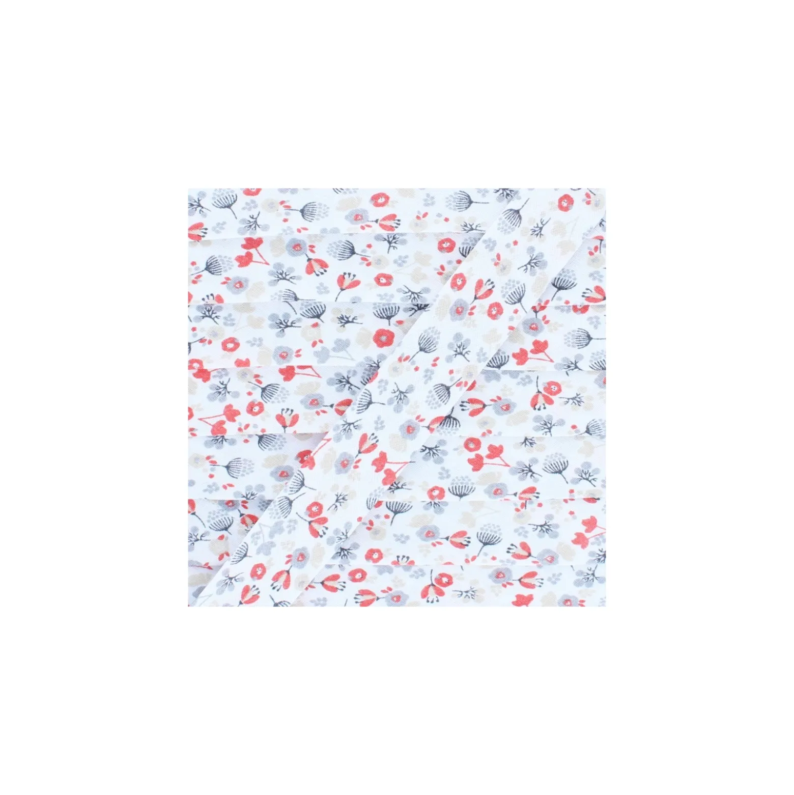Biais Polycoton Fleur des Champs 20 mm - Rouge