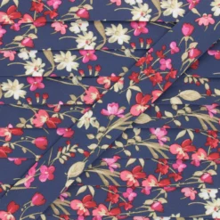 Biais Pretty Flowers bleu marine
