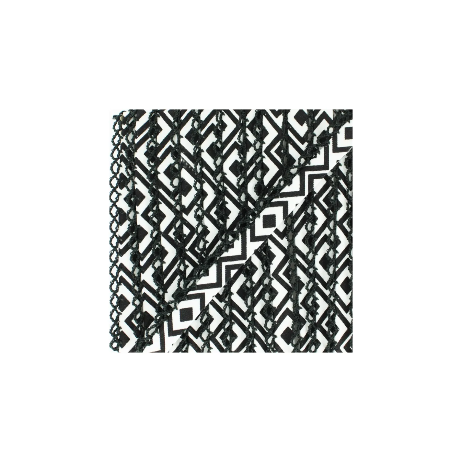 Biais replié bord crochet Géométrique 12 mm - noir