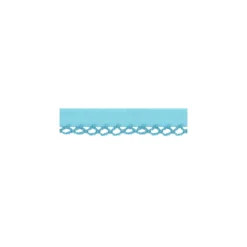 Biais replié à bord crocheté Petit rond - bleu