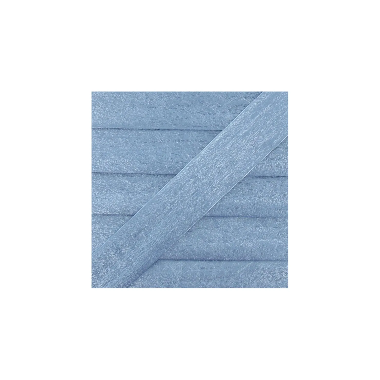Biais simili cuir métallisé bleu ciel 25 mm