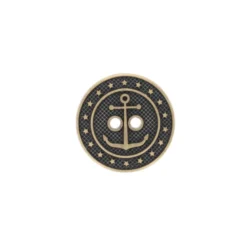 Bouton métal Ancre marine - bronze