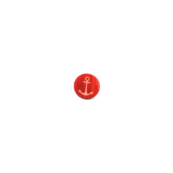 Bouton polyester Aspect nacré imprimé ancre - rouge