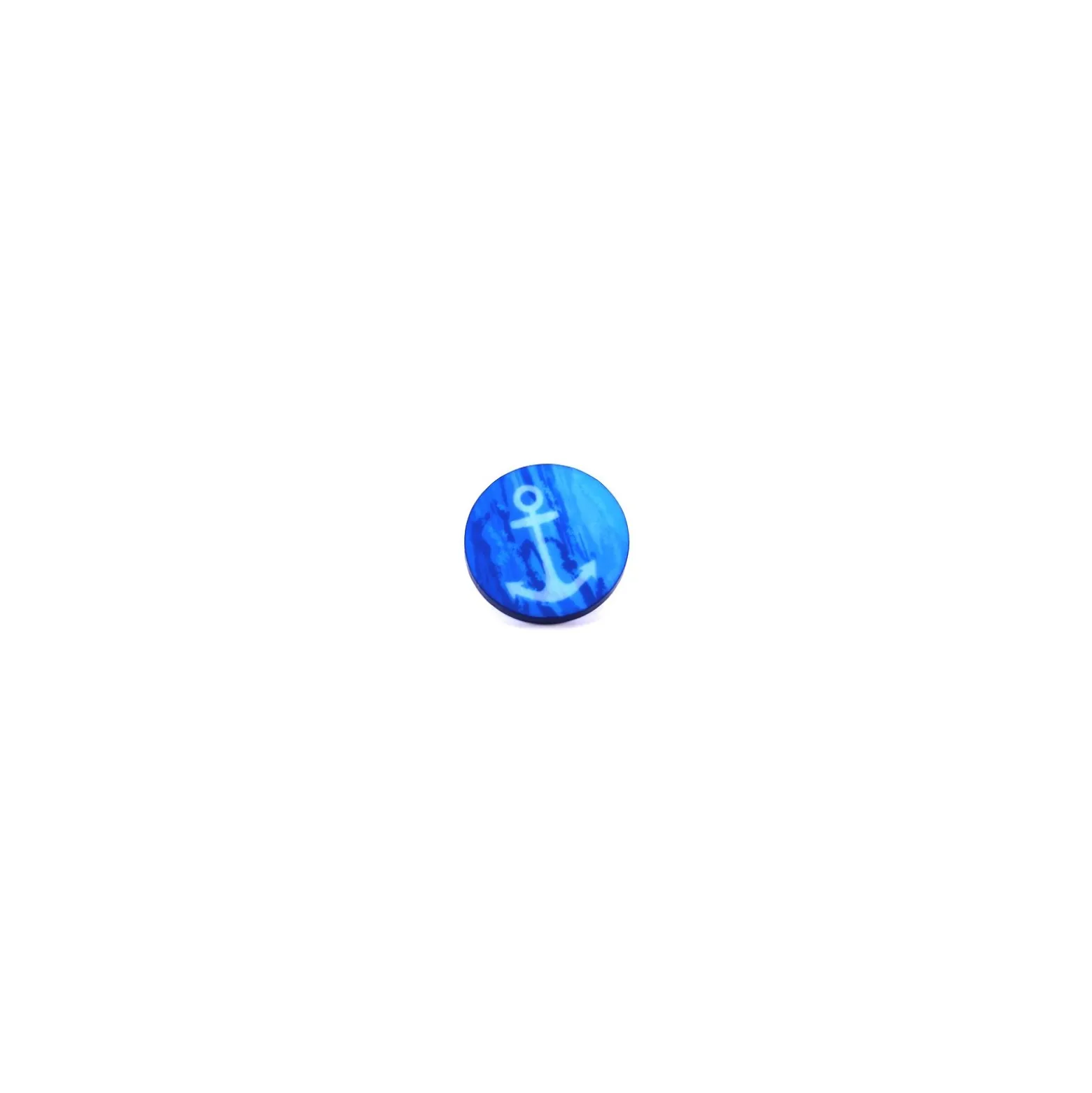 Bouton polyester Aspect nacré imprimé ancre - bleu