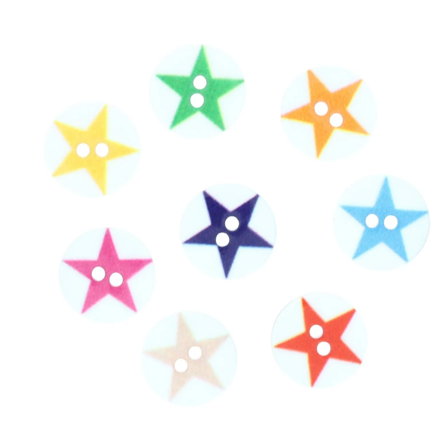 Bouton polyester Etoilé 12mm - rose
