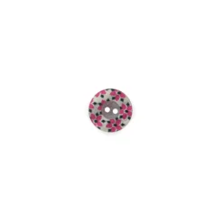 Bouton polyester Fleurette irisée - rose