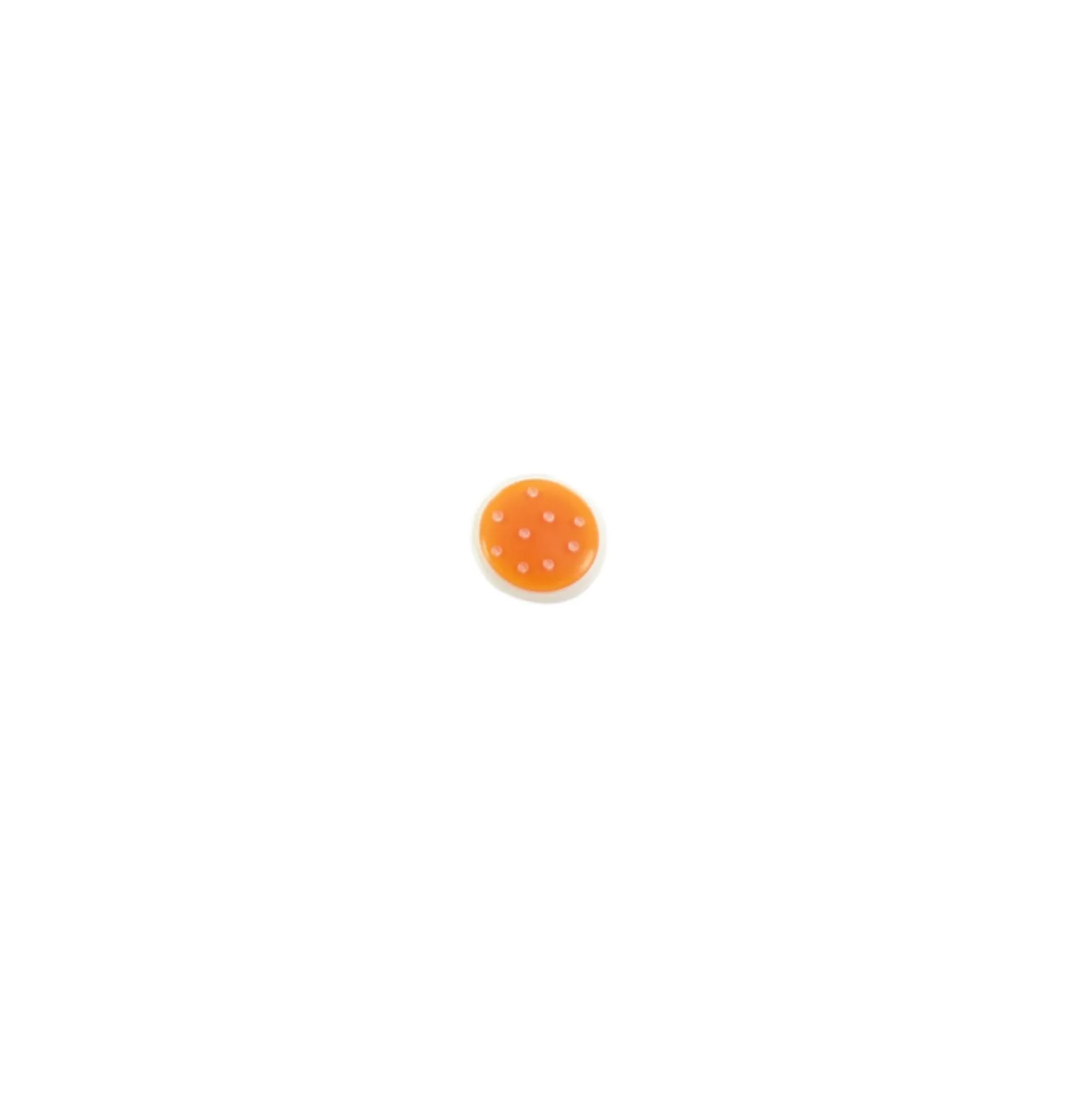 Bouton polyester rond à pois blanc - orange