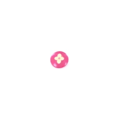 Bouton polyester Tante Emafleur rond fuchsia