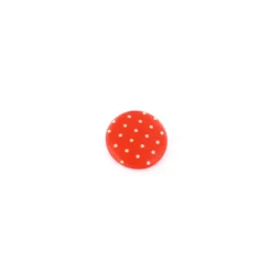 Bouton polyester Tante Ema rond mini pois orange