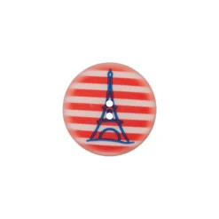 Bouton Polyester Tour Eiffel 28 mm - Rouge