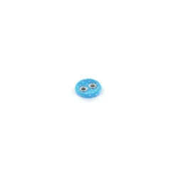 Bouton recouvert à petits pois bleu