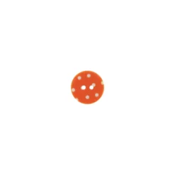 Bouton rond orange à pois blancs
