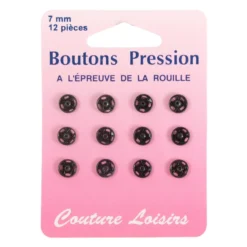 Boutons pression n°7 noirs X12 - Couture loisirs