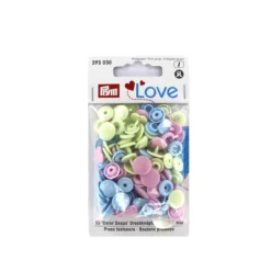 30 boutons pressions Color Snaps Love coeurs - mix baby