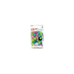 30 boutons pressions Color Snaps Love fleurs - mix fuchsia/ vert/ turquoise