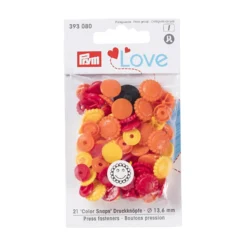 30 boutons pressions Color Snaps Love fleurs - mix orange