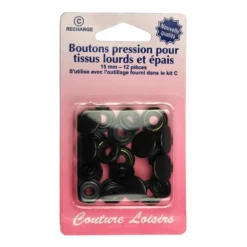 Boutons pressions 15 mmcol. Noir - Couture loisirs