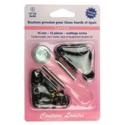 Boutons pressions 15 mm + outillage - Couture loisirs