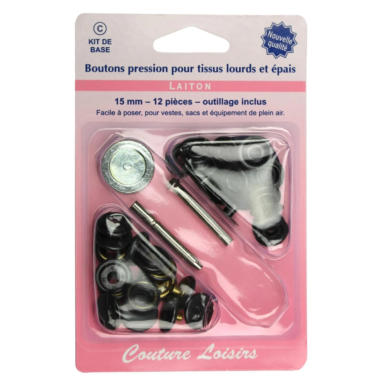 Boutons pressions 15 mm + outillage - Couture loisirs