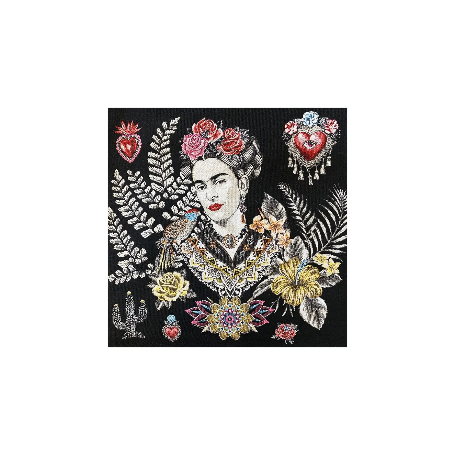Carré Jacquard Alma de Frida - noir