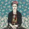Carré Jacquard Frida kahlo - Bleu