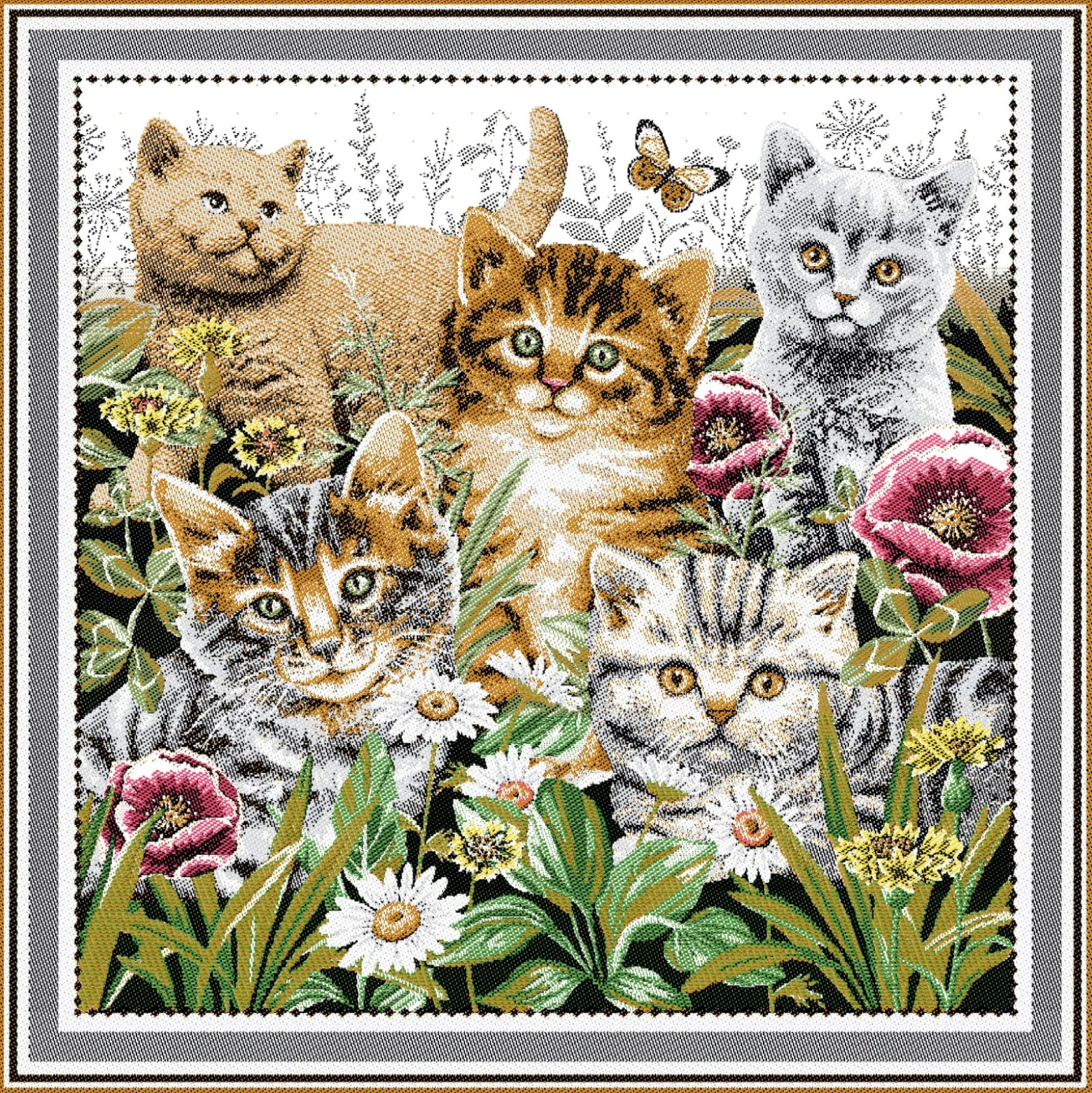 Carré Jacquard Miaou - blanc