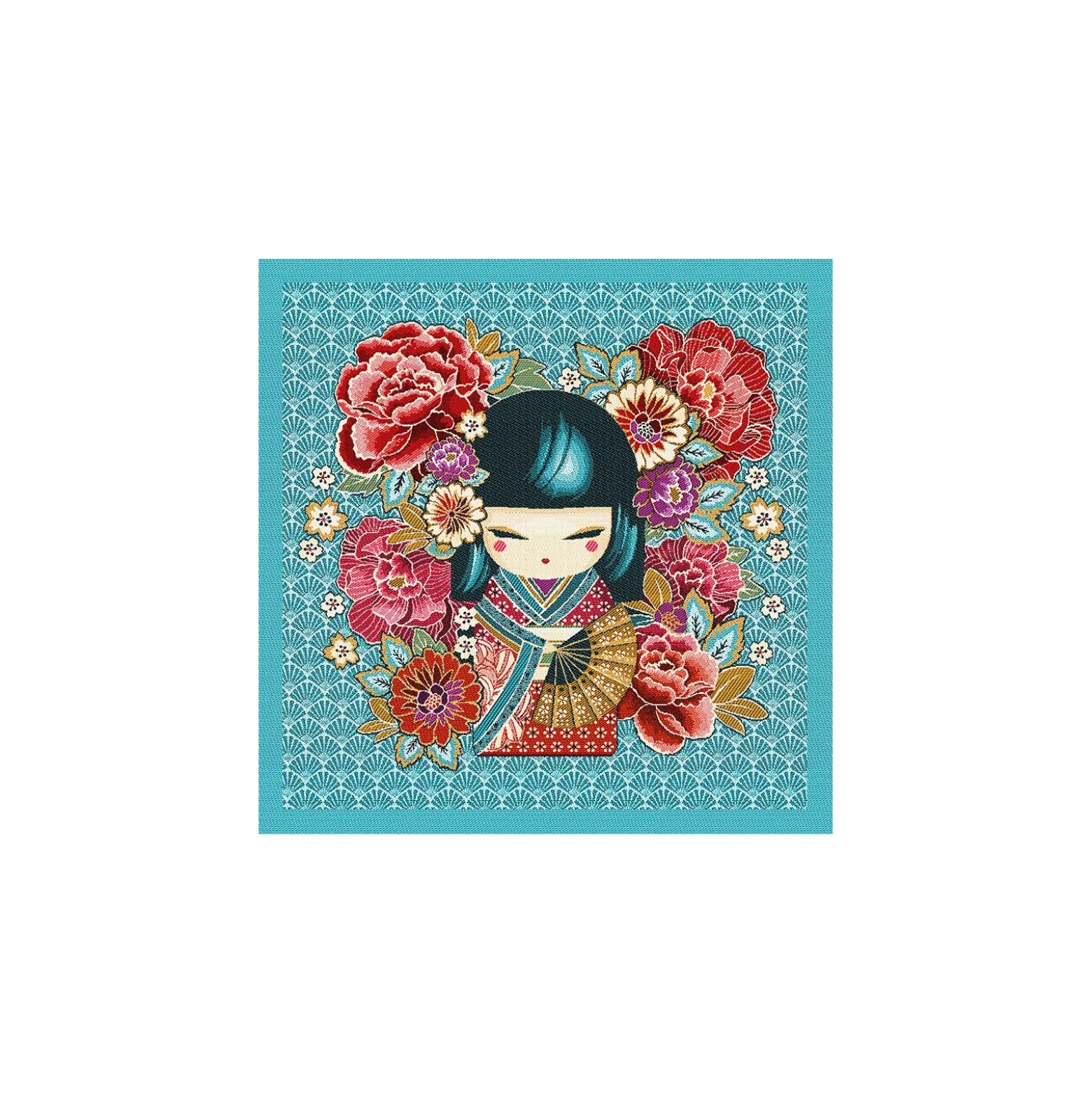 Carré Jacquard Mina - bleu turquoise