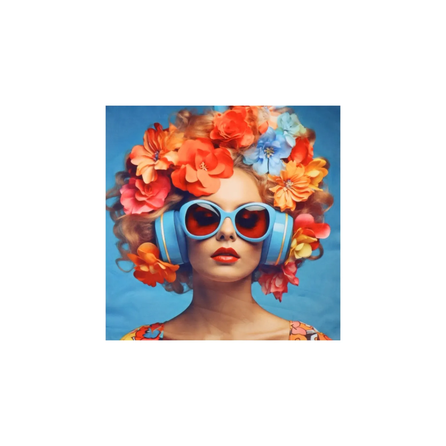 Carré velours ras Floral pop