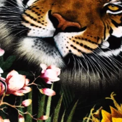 Carré velours ras Tigre de la jungle - noir