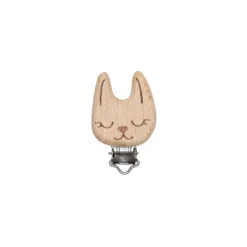 Clip attache tétine bois - chat