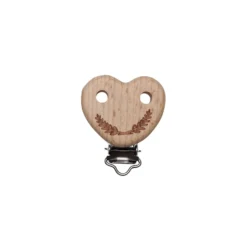 Clip attache tétine bois - coeur