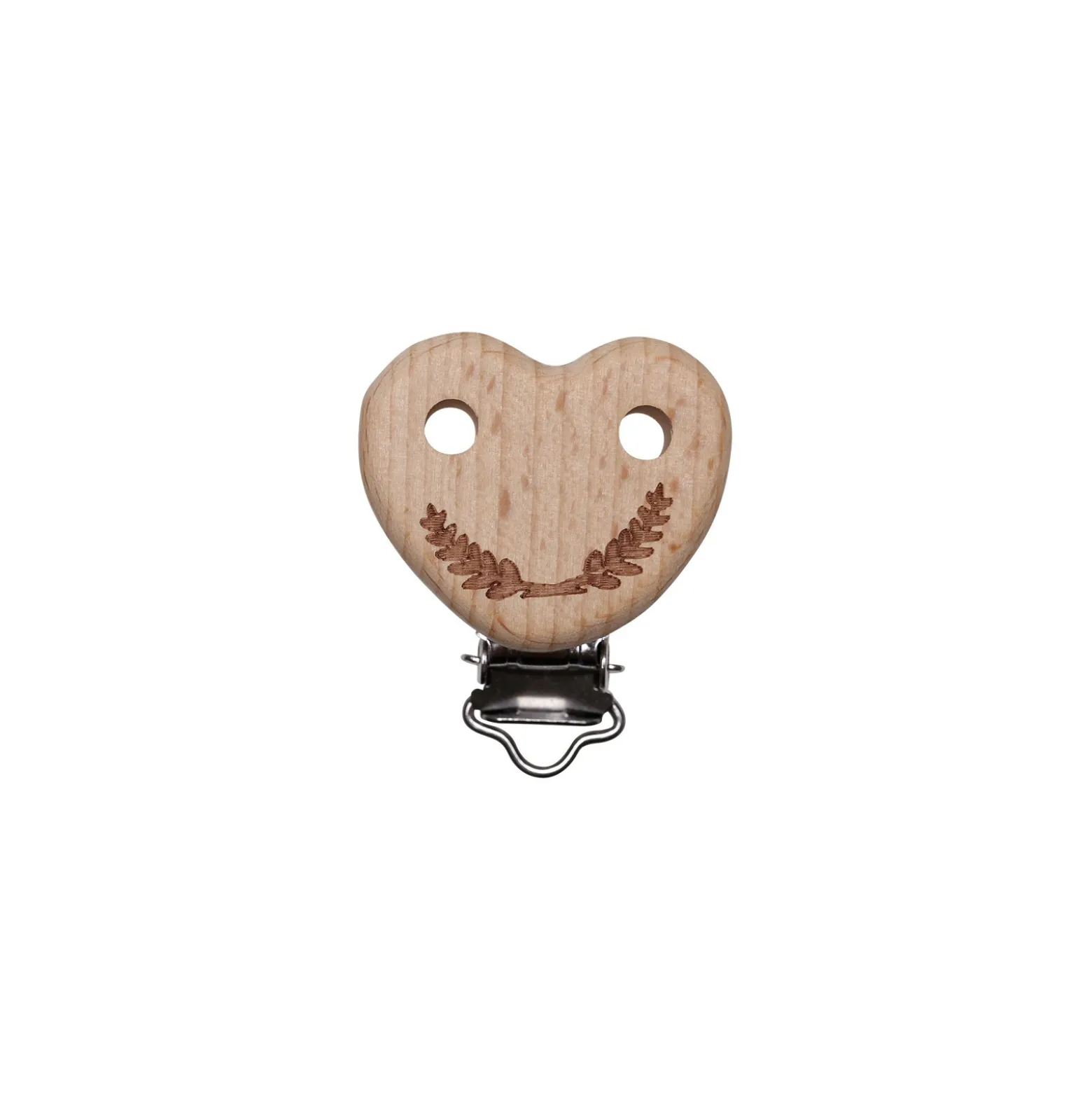 Clip attache tétine bois - coeur