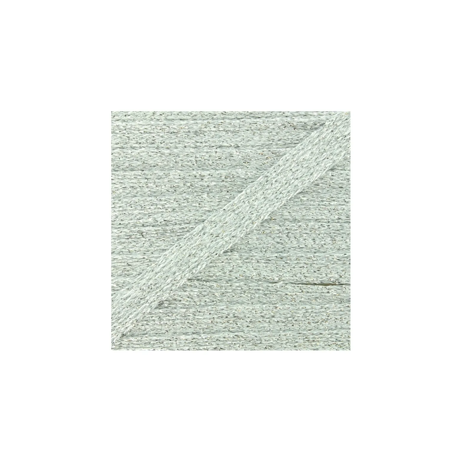 Cordon plat tressé lurex - argent