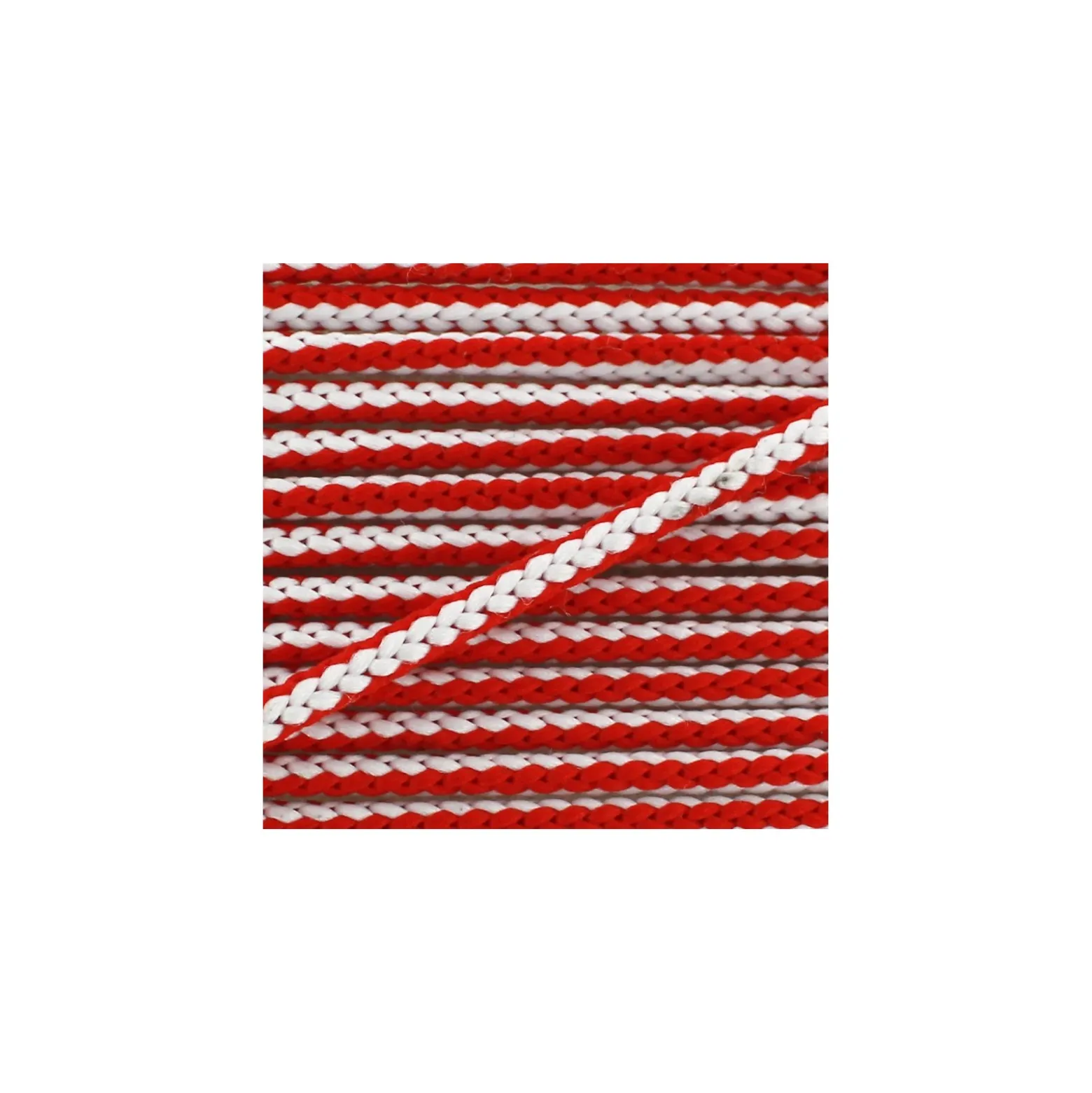 Cordon tricoté 4,5 mm - rouge/blanc