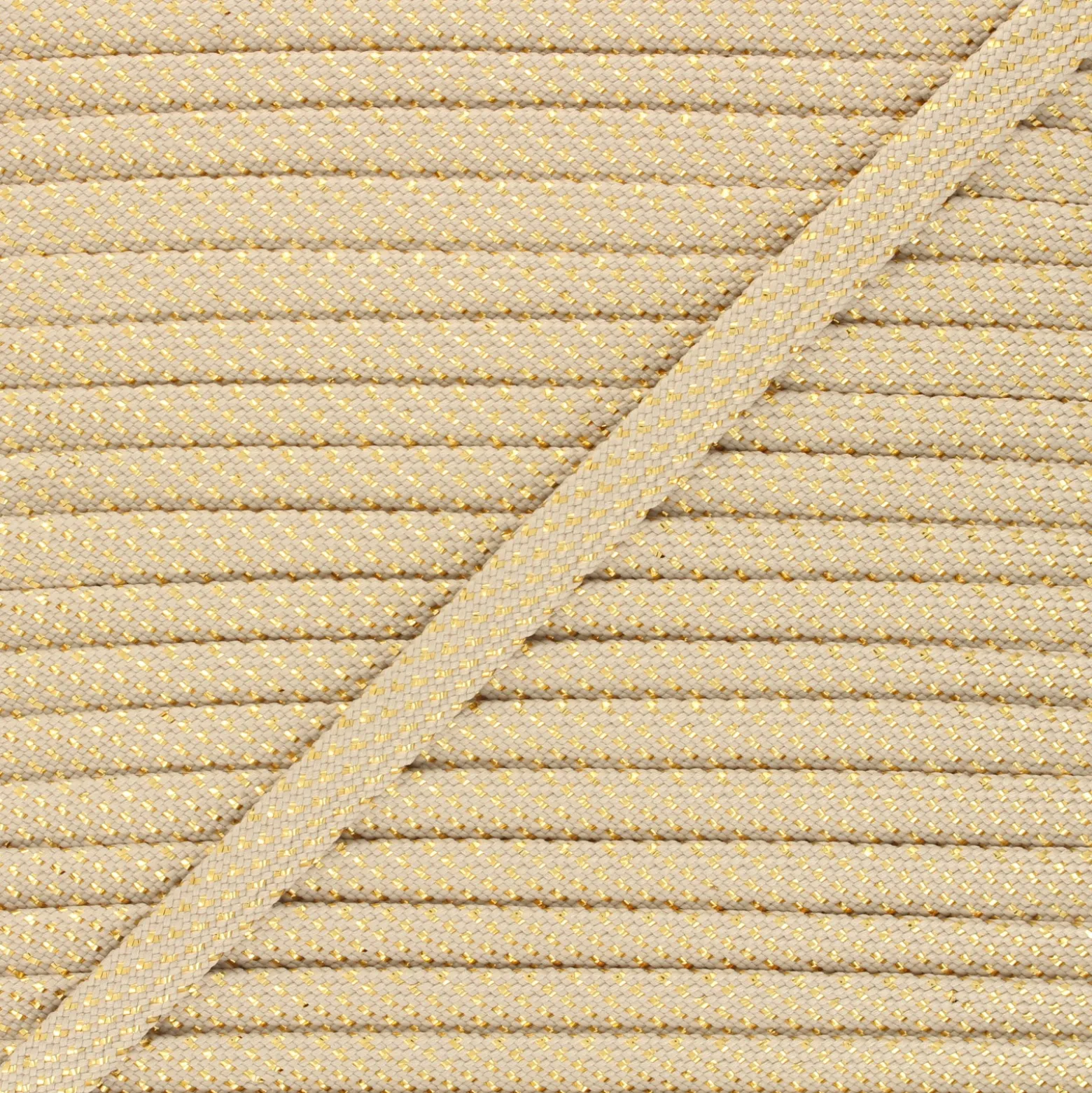 Cordon tubulaire lurex 12 mm - beige/or