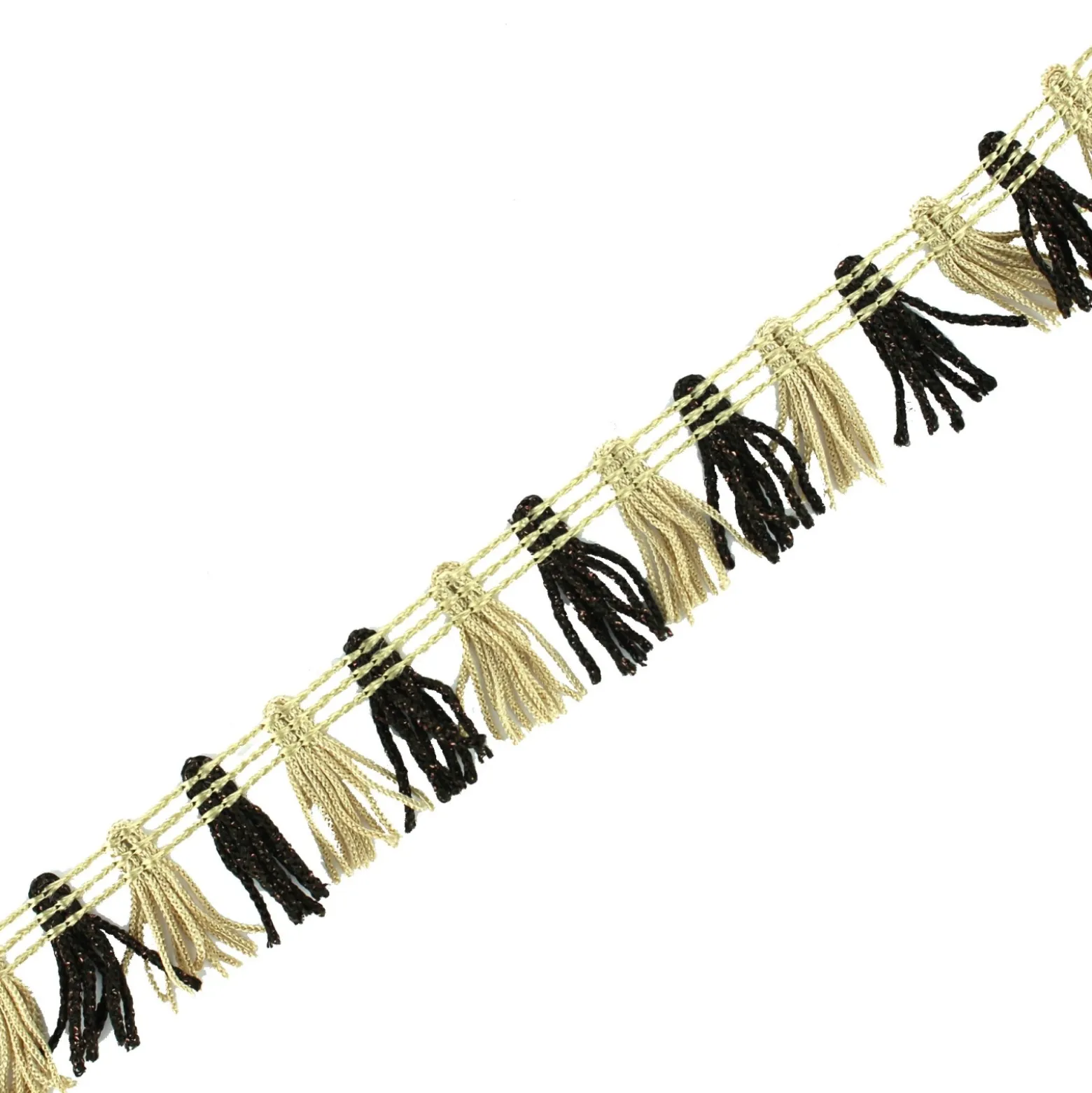 ♥ Coupon 240 cm ♥ Galon Petits pompons à franges - beige/marron