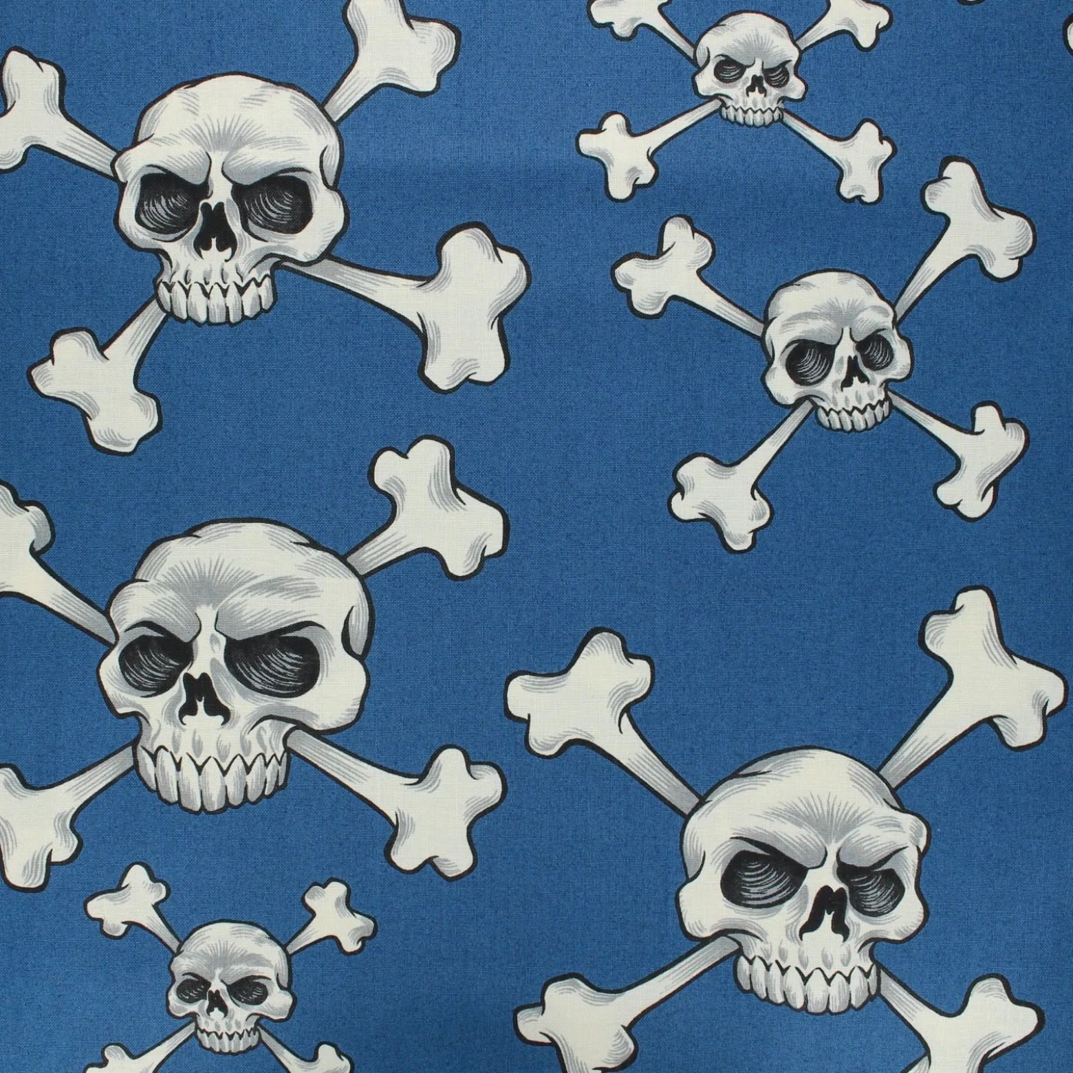 Coupon 100 cm x 110 cm Tissu coton Alexander Henry Skull and bones - bleu