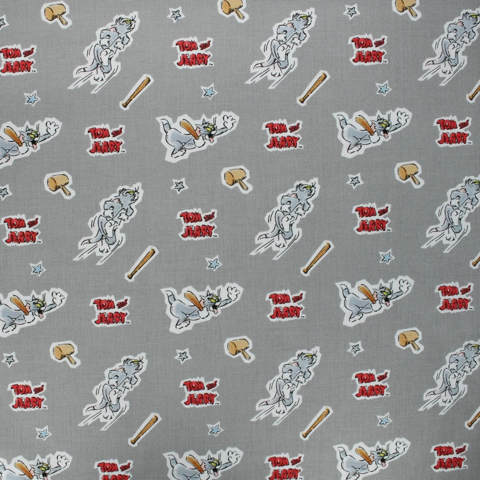Coupon 100 cm x 110 cm Tissu coton Camelot Fabrics Tom and Jerry Foes forever Tom - gris