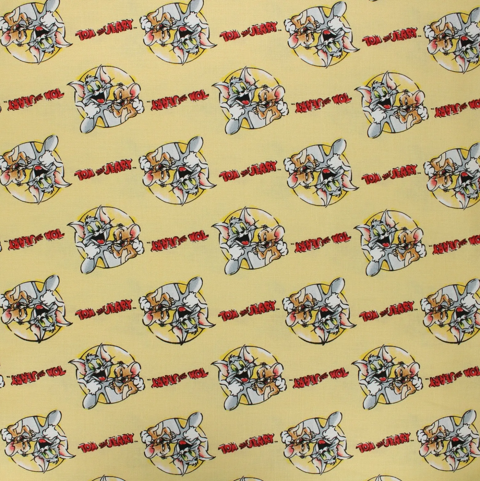 Coupon 100 cm x 110 cm Tissu coton Camelot Fabrics Tom and Jerry together - jaune