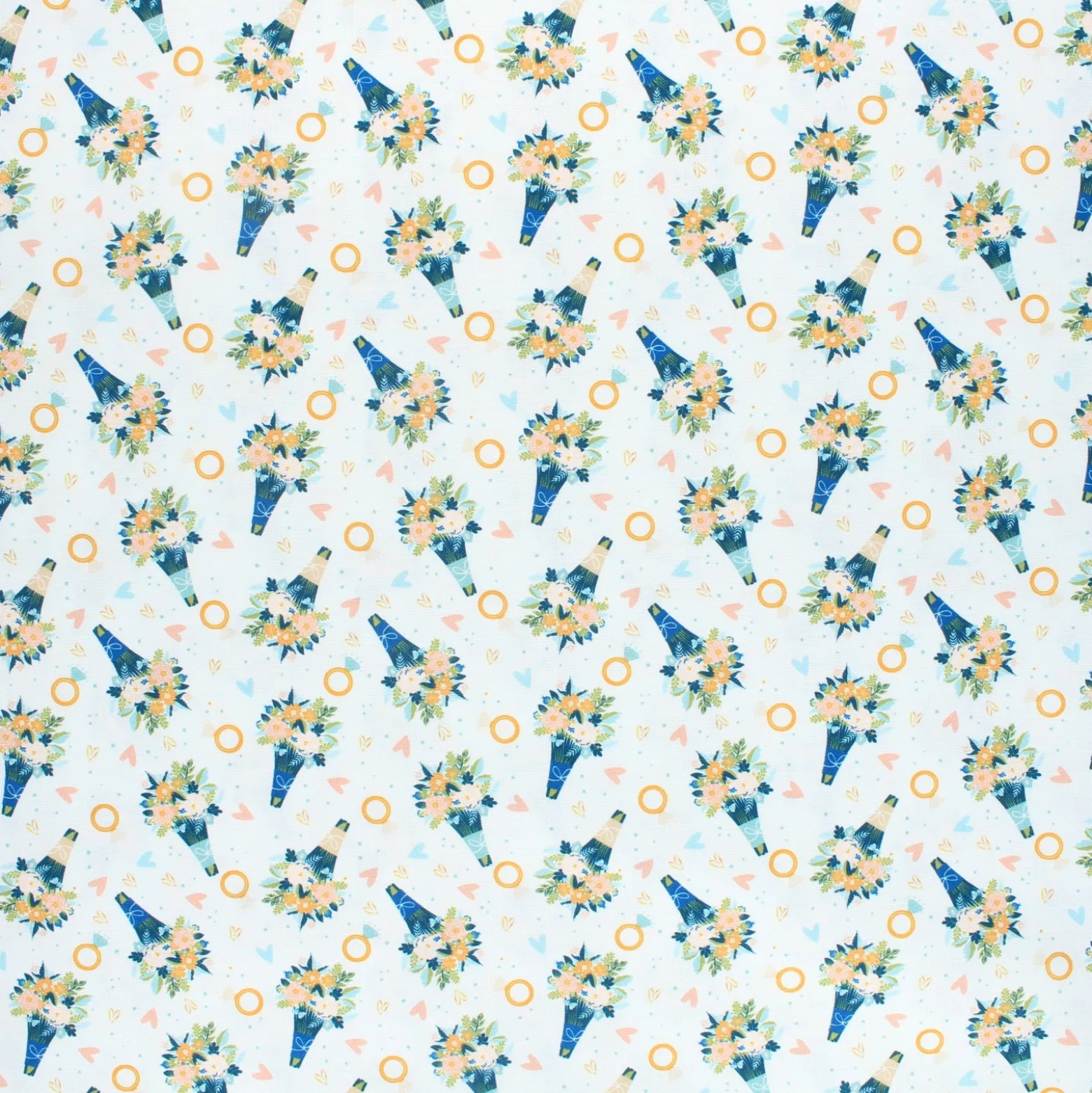 Coupon 100 cm x 110 cm Tissu coton Camelot Fabrics 4 ever - I do - blanc