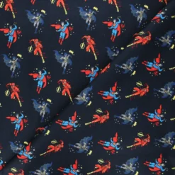 Coupon 100 cm x 110 cm Tissu coton Camelot Fabrics Justice League Boy heroes - bleu nuit