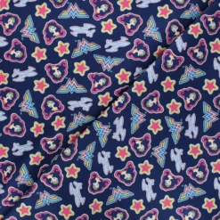 Coupon 100 cm x 110 cm Tissu coton Camelot Fabrics Wonder woman Tossed stickers - bleu marine