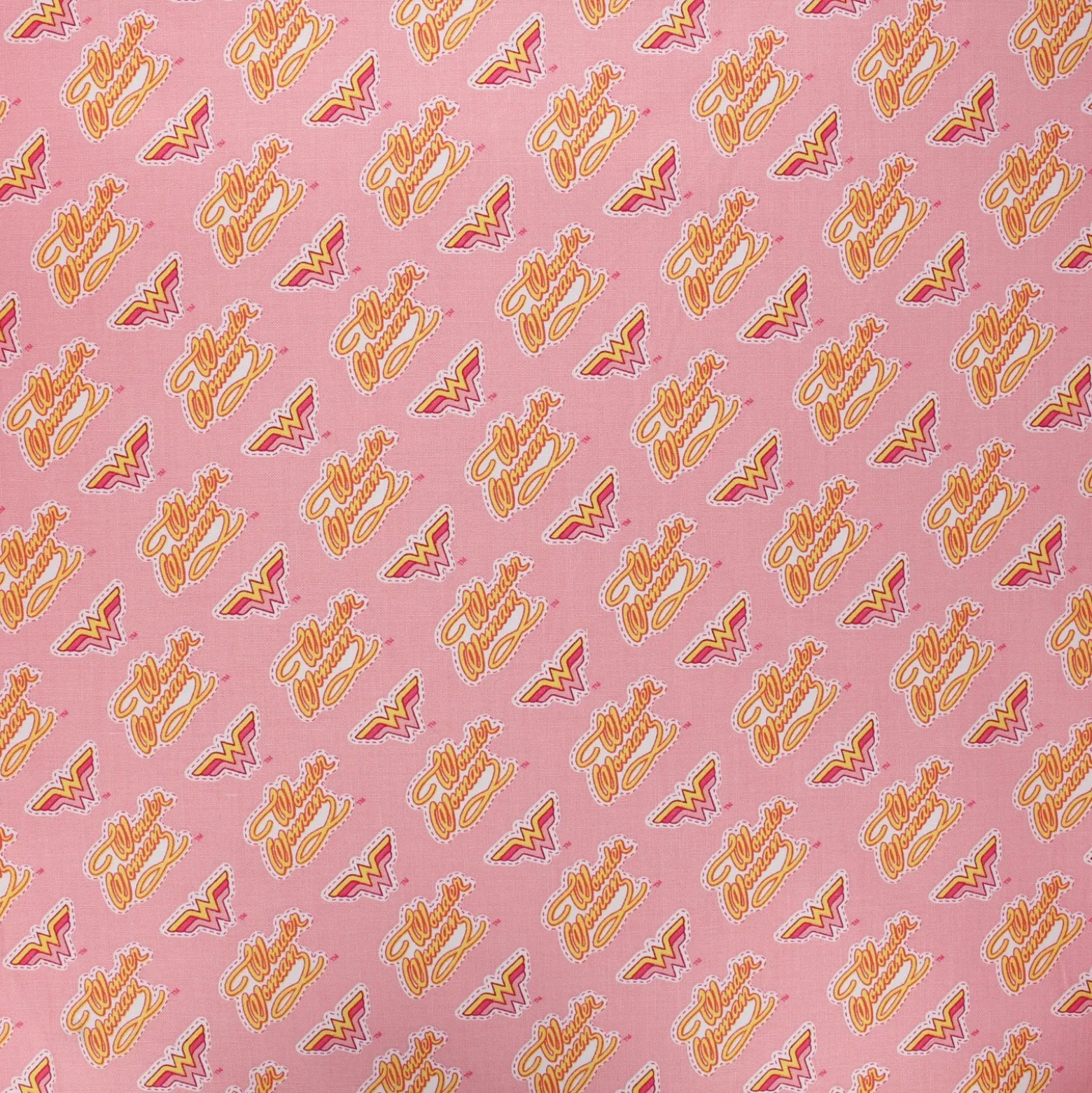 Coupon 100 cm x 110 cm Tissu coton Camelot Fabrics Wonder woman Retro logo - rose
