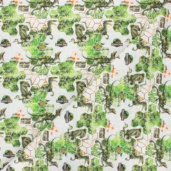 Coupon 100 cm x 140 cm Tissu coton cretonne Jurassic Park - blanc